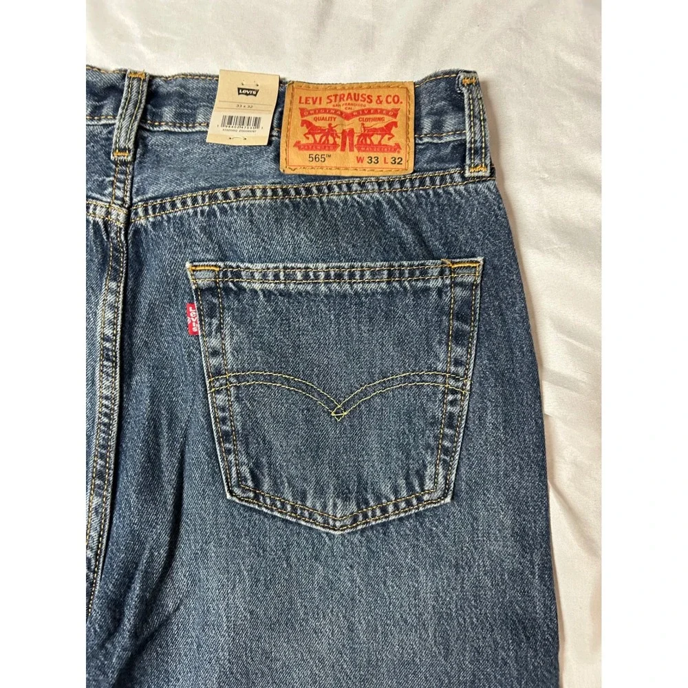 Levis 565 '97 Loose Straight Jeans Mens 33x32 Medium Wash Blue 100% Cotton NWT
